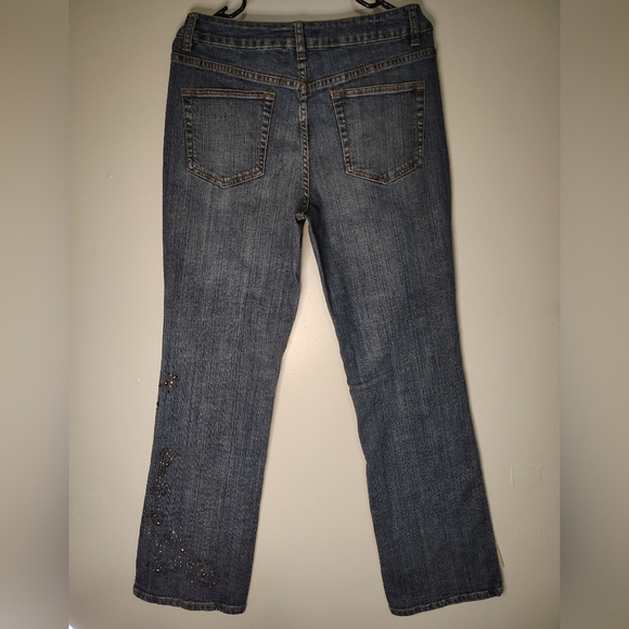 Coldwater Creek women's denim jeans,straight leg,high rise, studs,sz 10,Boho. - Picture 4 of 16